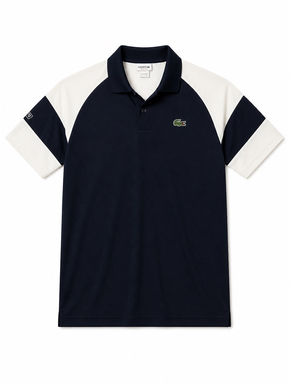 Lacoste Sport Navy and White Sleeve Polo Size 2XL